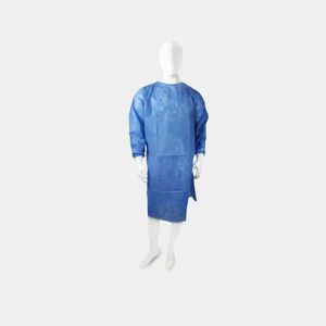 Bata Azul Quirúrgica Manga Larga Con Puño Rib 35 Grms Unidad Polymedica L Panamericana