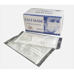 Tapabocas Blanco Tipo Médico En Empaque Individual Caja X 50 Unidades Panamericana