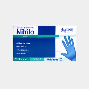 Guante azul de nitrilo sin talco cal 4 talla S caja x 100 unidades Latexport Panamericana